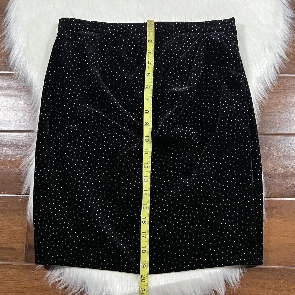 Theory Size 4 Black White Polka Dot Velvet‎ Pleated Wrap Skirt